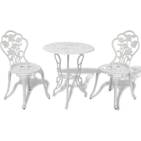 3-tlg. Bistro-Set Aluminiumguss Weiß
