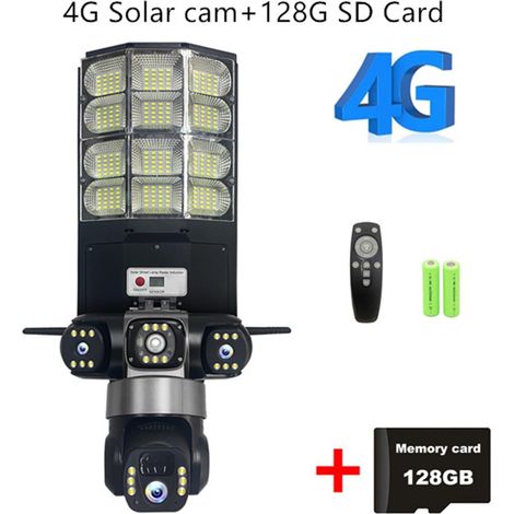 Telecamera di sicurezza solare 4G, 15 MP, zoom 10x, tre lenti, registrazione, tracciamento umanoide, luce esterna, telecomando, impermeabile (1/4)