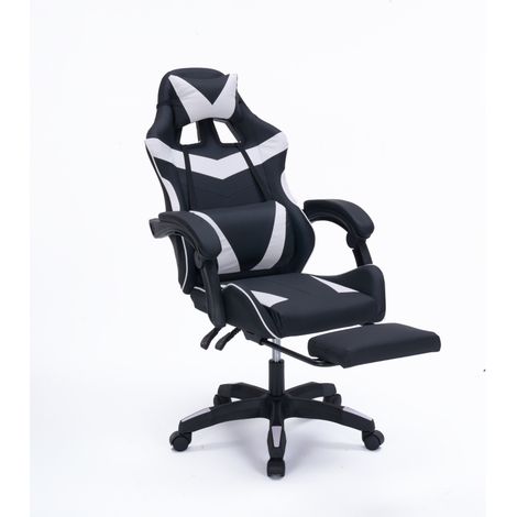 Ergonomischer Schreibtisch-Gaming-Stuhl neigbar schwarz und weiß Altair