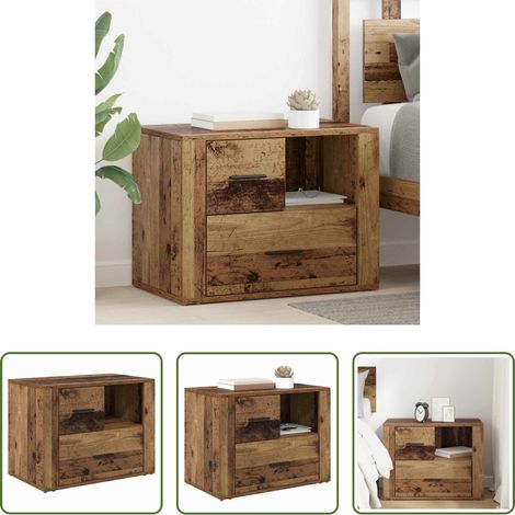 vidaXL Altholz - Nachttisch mit Schubladen Altholz 35 x 60 x 50 cm Holzwerkstoff (1/5)