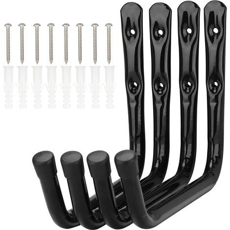 ZOLGINAH Set mit 4 Garagenleiter-Aufbewahrungshaken, 28 cm Arm, robuste Wandhalterung für Fahrräder, Fahrrad-Organizer, Tragkraft 20 kg (18 cm x 28 cm) (1/5)