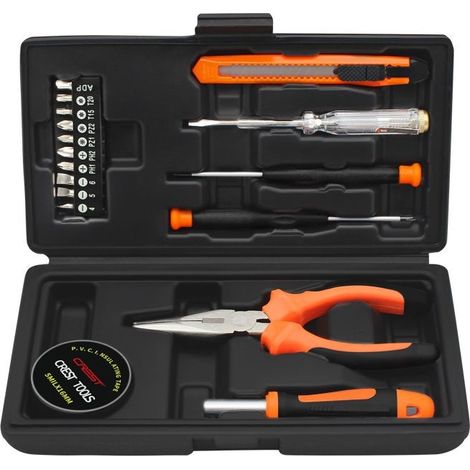 18 PCS Boite a Outils Complete, Trousse à Outils pour le Bureau et la Maison qui Comprend tous les Éléments Essentiels, Trousse Outils pour les Propriétaires et les Professionnels (1/5)