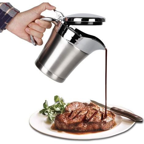 Saucière Double Paroi en Acier Inox 304 450ml Pichet à Sauce Isotherme pour Steak Crème Jus Café (1/5)
