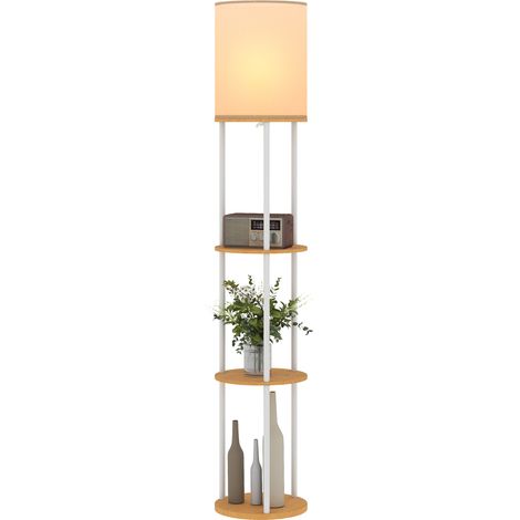 Lampadaire avec étagères, 3 températures de couleur, télécommande pour salon, chambre, bureau, naturel (1/5)