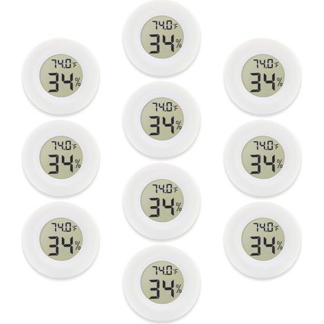 Lot de 10 mini thermomètres hygromètres numériques avec écran LCD pour serre, jardin, cave, réfrigérateur et bocal Mason (blanc)