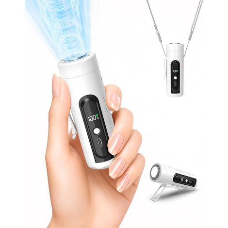Ventilateur de Taille Portable 17000RPM, Ventilateur Clip avec Plaque Rafraîchissante et Écran LED,Blanc (1/5)