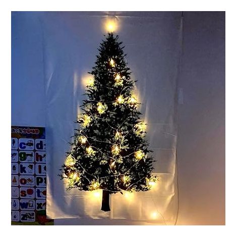 Christmas Tree Tapestry Wall Decor Art Tapestries Blanket Festival Decor Copper Wire String Lights White Small (1/5)