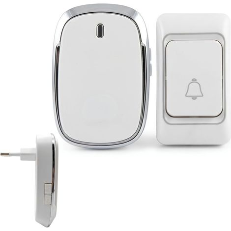 Campanello Senza Fili con Spina 220v Pulsante a Batteria Bianco 08588 (1/5)