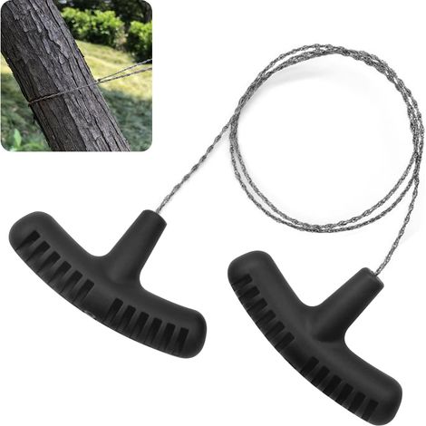 Sierra de alambre de acero inoxidable, sierra de cable de 70 cm, herramienta de bolsillo para cortar cuerda, adecuada para la supervivencia al aire libre.