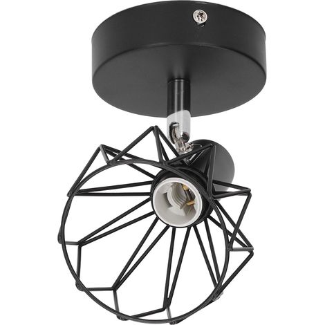 Douille de lampe murale avec cage métallique E14, style industriel vintage, noir mat, 85-265 V (1/5)