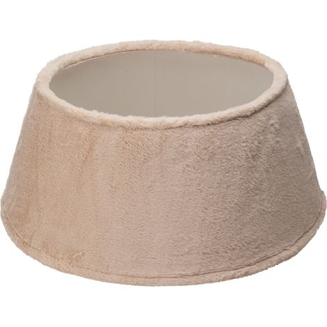 Beigefarbene Weihnachtsbaum-Basisabdeckung aus Kunstfell 55 cm