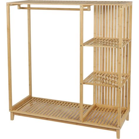 Penderie en bambou 3 étagères 120x47.5xH128cm – Matériau durable – À monter soi-même – Pour décoration intérieure – Fornord (1/4)