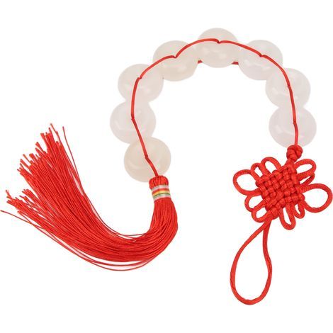 White Jade Pendant Pure Color Eight White Jade Chinese Knot Feng Shui Pendant Car Room Decoration Collection Gift (1/5)