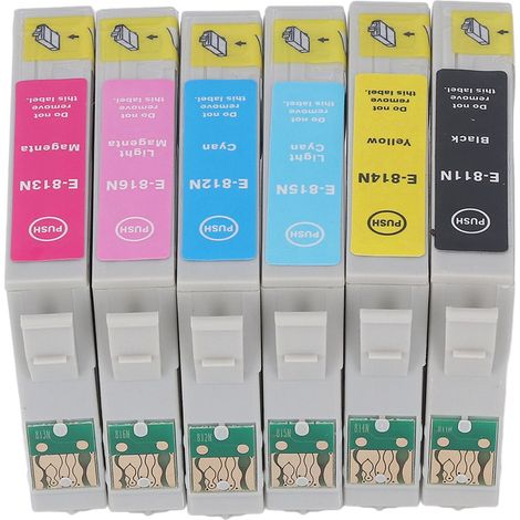 Cartouche d'encre BK C M Y LC LM 6 Couleurs Accessoire d'impression pour Papier Photo Document T0811N T0812N T0813N T0814N T0815N T0816N (1/5)