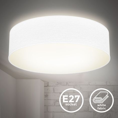 Deckenleuchte Ø38 cm - Stoffschirm, E27 Fassung, 2-flammig, weiß