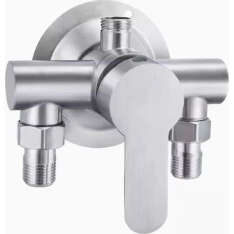 Interrupteur de robinet de douche en acier inoxydable G1/2 Filetage 304 Mélangeur d'eau chaude et froide Poignée en métal murale (1/4)