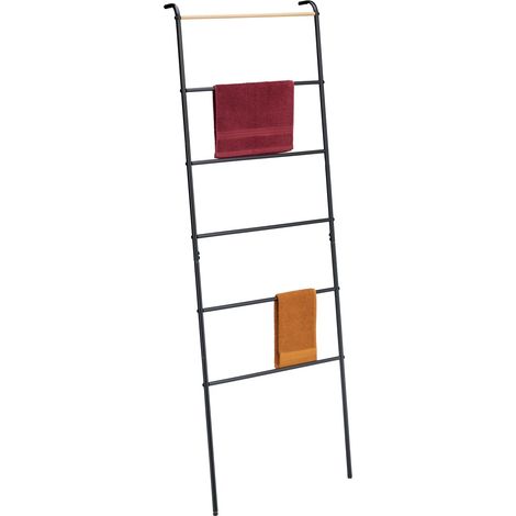 Toallero de escalera de metal negro con 6 peldanos