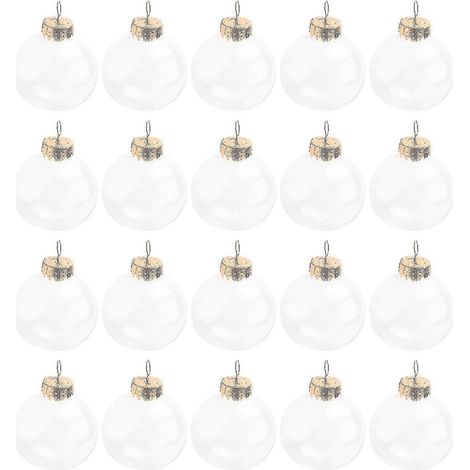 20 boules de Noël transparentes de 6 cm en plastique, à suspendre soi-même, pour décorations. (1/5)