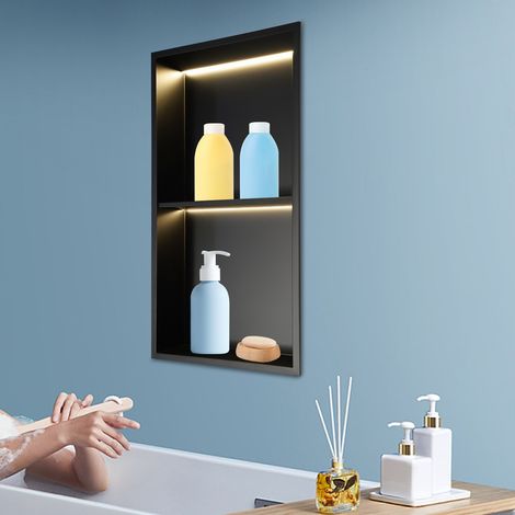 Nicchia parete per armadietto medicinali LED 12x24 pollici, inserto nicchia bagno per cartongesso, mensola parete, armadietti medicinali, sostituzione, per soggiorno, bagno (1/5)