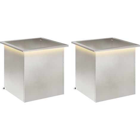 Jardinera para jardín con luces LED 2 uds. Plateado vidaXL