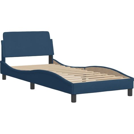 vidaXL Cadre de lit avec tête de lit Dover bleu 90x190 cm tissu (1/5)