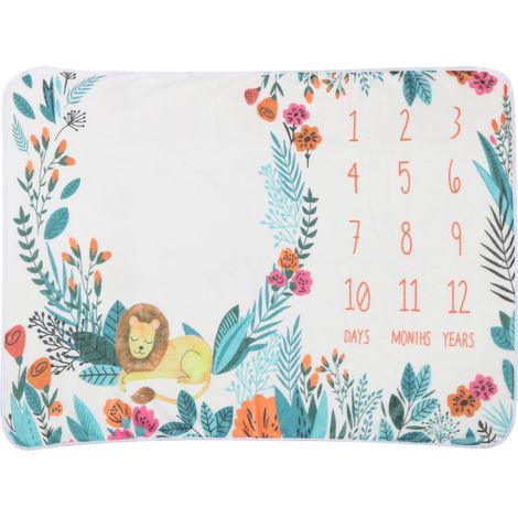 Couverture Lion Douce Flanelle pour Nouveau-né - Tissu Photo Bébé Mois par Mois à Motifs Animés (1/5)