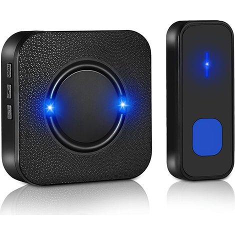 Campanello wireless impermeabile per esterni, kit ricevitore e trasmettitore, suoneria impermeabile fino a 300 metri, 55 melodie e 5 livelli di volume, campanello per esterni per casa, soggiorno, uffi (1/3)