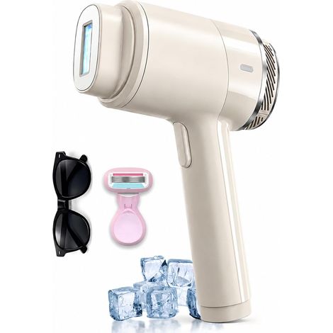 Épilateur IPL à lumière pulsée avec refroidissement, 21 J, 9 niveaux  3-en-1 avec 2 embouts magnétiques pour le visage, les aisselles, les bras, les jambes et le maillot, pour femmes et hommes (1/5)