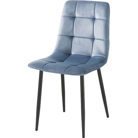 Juego de 4 sillas de comedor y cocina de terciopelo con efecto acolchado Corfù Stock - Azul (1/5)