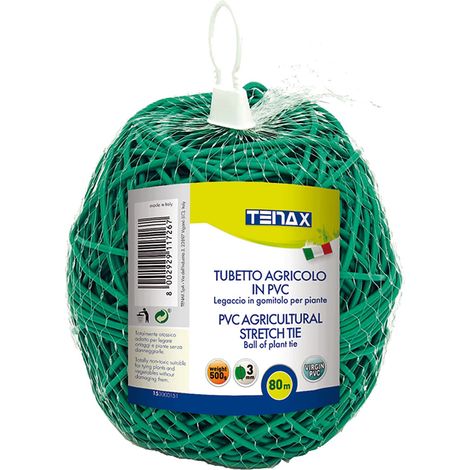 TENAX Tubetto Agricolo Verde 500g Diametro 3mm, Legatura in PVC per Piante, ortaggi e Fiori, Lunghezza Circa 80 m (1/5)