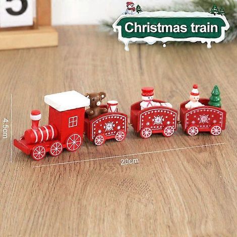 Train de Noël en bois, décorations de Noël pour la maison, ornement de sapin de Noël, cadeau pour enfants, bonne année (Style 1) (1/5)