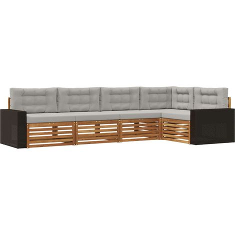 Conjunto de sofás de exterior 5 pcs Natural y Gris Claro vidaXL (1/5)