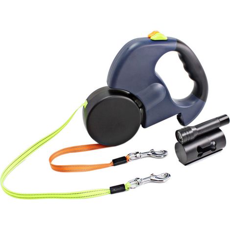 Accessoires pour animaux de compagnie Laisse de promenade pour chien à double traction, rétractable et à un point d'attache (1/5)