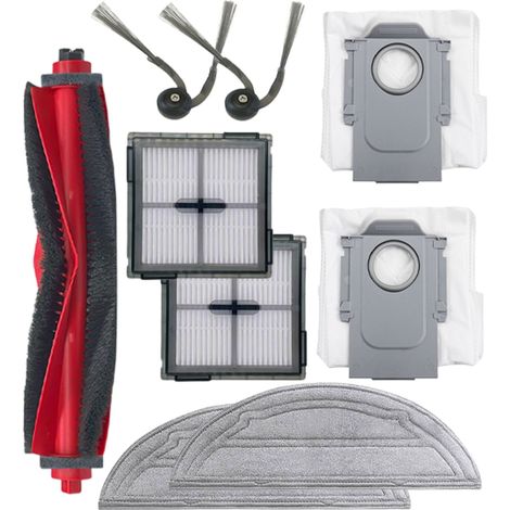 Kit d'Accessoires de Remplacement Compatible Roborock Q10 S5/S5+/Q10 X5/X5+ – 1 Brosse Principale, 2 Filtres, 2 Lingettes de Nettoyage, 2 Sacs à Poussière, 2 Brosses Latérales, Pièces pour Robot Aspir (1/5)