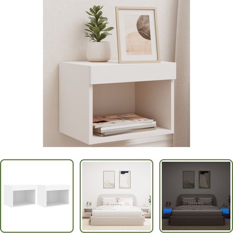 LED-Leuchten - Wand-Nachttische mit LED-Leuchten 2 Stk. Weiß (1/5)