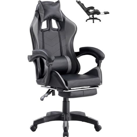 Fenixshop24 Sedia Gaming Ergonomica HLD-920 con Poggiapiedi e Supporto Lombare – Nero e Grigio (1/5)