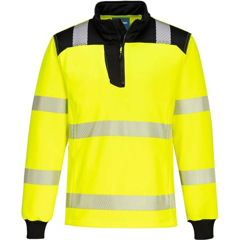 Pw3 Hi-Vis Sweatshirt mit Reißverschluss - XXXL - Gelb/Schwarz - Portwest