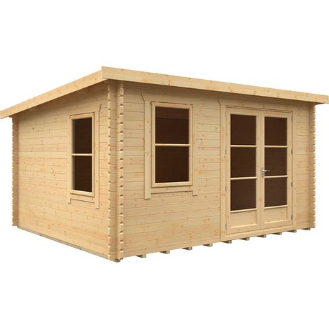 14x12 The Belton 44mm Cabin - L415 x W355 x H232.8 cm - Solid Wood/Softwood/Pine - Natural