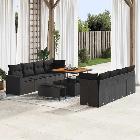 vidaXL Gartensofa-set 11 pcs Schwarz Poly-Rattan (1/5)