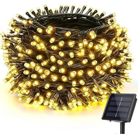 Guirlande Solaire Exterieur, 7m 50LED Guirlande Lumineuse Solaire Mperméable, 8 Modes Guirlande Lumineuse Exterieure pour la décoration d'extérieur, de fêtes, de soirées, Blanc Chaud (1/5)