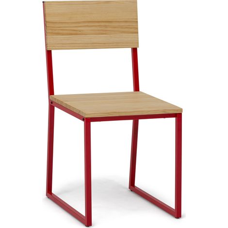Pack 2Uds. Sillas Desmontables Oxford ECO Roja en madera maciza de pino acabado natural estilo nórdico industrial Box Furniture (1/5)