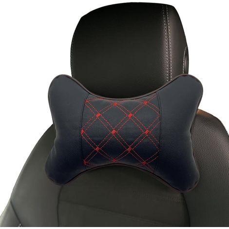Coussin Appui Tête Voiture en Similicuir PU avec Rembourrage Coton Doux et Sangle Élastique pour Siège Auto et Bureau (1/5)