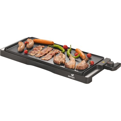 PLANCHA PARTY, Plancha Électrique XXL 2200W - 51x25 cm - Thermostat 80-250°C - Revêtement Antiadhésif Effet Pierre - Intérieur Extérieur - 6 à 8 Personnes (1/5)