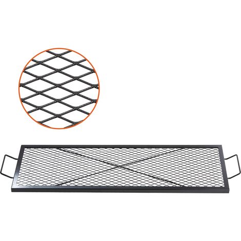 Grille de Cuisson Rectangulaire 111x38 cm Grille de Barbecue en Acier Capacité de Charge de 20 kg Matériel Ustensile avec Marque en X pour Foyer Braséro BBQ Grillade Pique-Nique Camping Jardin (1/5)