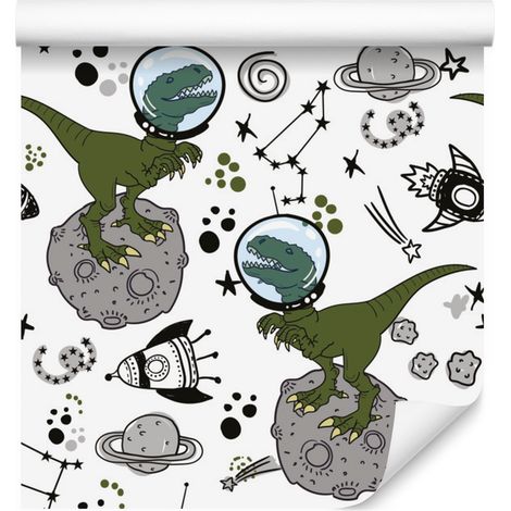 Papier peint dinosaures, espace et étoiles pour salon et chambre 50x1000 cm (1/5)