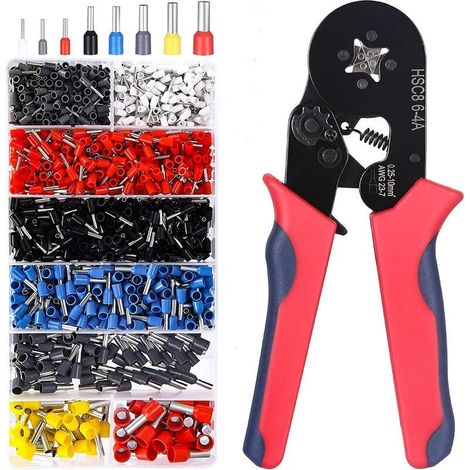 Pince à Sertir,Embout de Cablage Outil de Sertissage Cosse Electriques à Sertir 1200 pièces Cosses 0,25-10mm² pour Bornes de Outil de Sertissage de Pince Électricien,Outils,bornes Électriques (1/5)