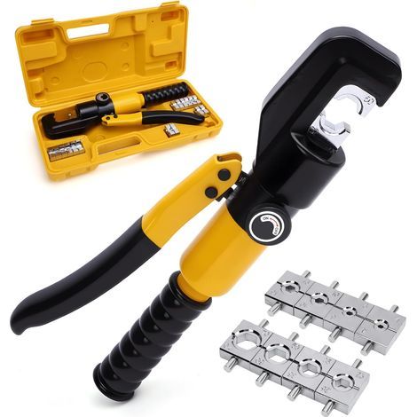 8-ton hydraulic crimping tool, hydraulic crimping tool and cable cutter with 8-pair case for battery welding cables (4, 6, 10, 16, 25, 35, 50 and 70 mm) (1/5)