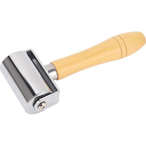 Lederrollerpresse Nahtrollwerkzeug zum Kleben und Laminieren, Edelstahl mit Holzgriff, Größe M, 6 cm (1/5)