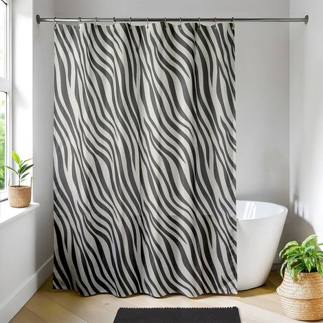 Tenda da doccia in poliestere stampato 180x200 cm 12 anelli pp bianco - naomi - Tendance