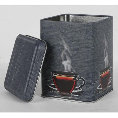 12 Stück Metall-Teedosen grau mit Deckel Küche Haushalt Gefäß 8x8x10cm (1/4)